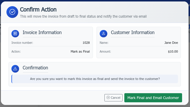 Mark Final Confirmation Screenshot